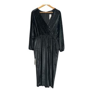 NWT Lane Bryant Gold Studded Black Velvet Womens Jumpsuit 14/16 Petite Party Fit